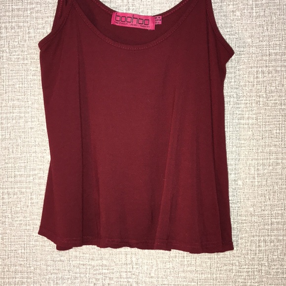 BooHoo Crop Swing Tank Top Wine sz 6 - Picture 5 of 9
